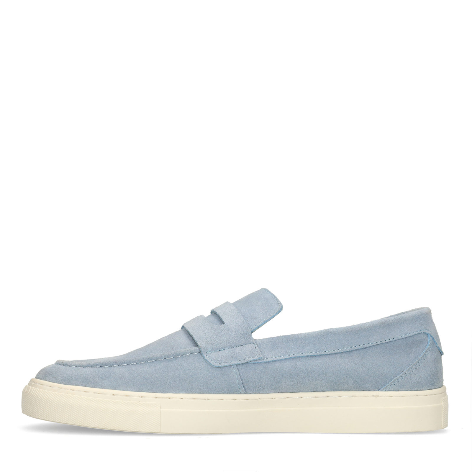 Blauwe suède loafers