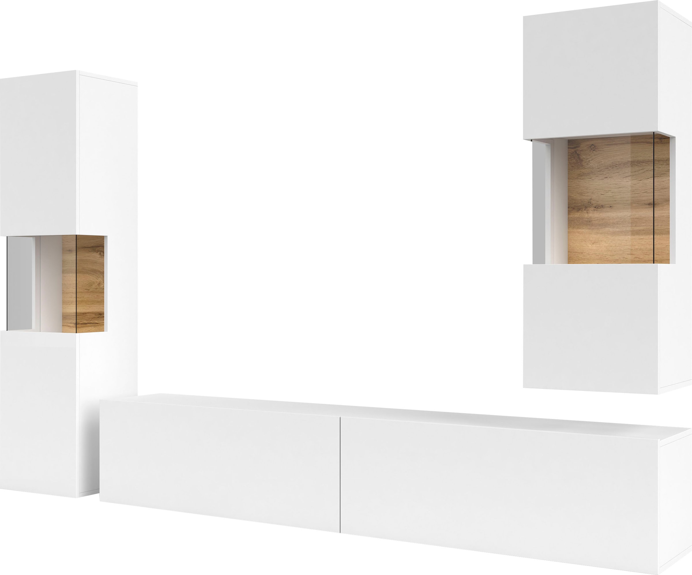 INOSIGN Wohnwand »Ava, Wohnzimmer-Set hängend/stehend montierbar, Vitrine, Lowboard«