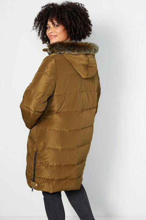 Steppjacke, Kapuze mit Webpelz, Zipper, Langarm