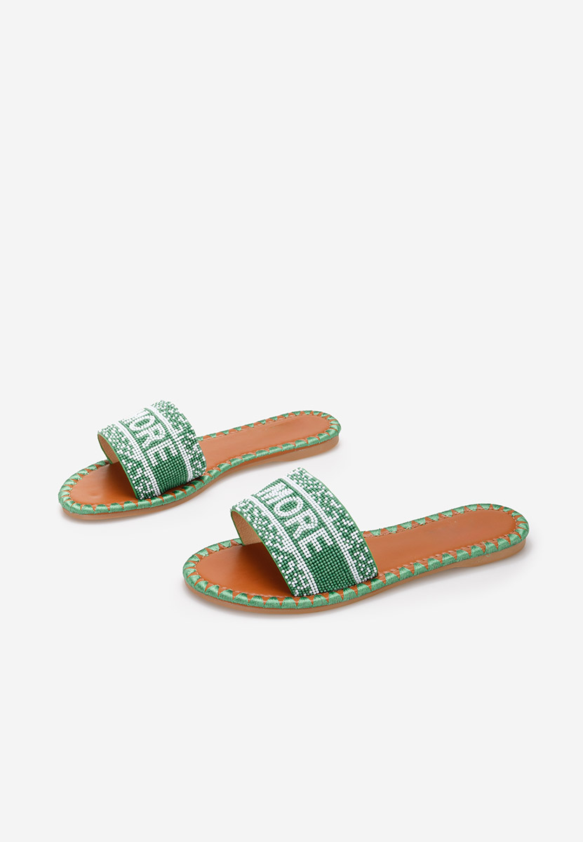 Mules plates femme vert Alasia
