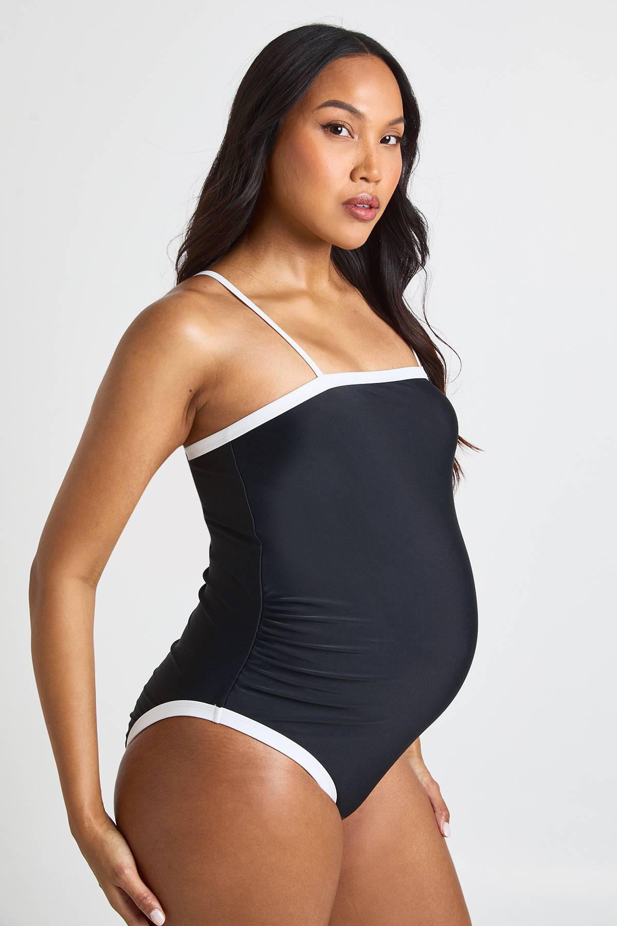 boohoo Maillot De Bain De Maternité À Encolure Carrée Contrastante