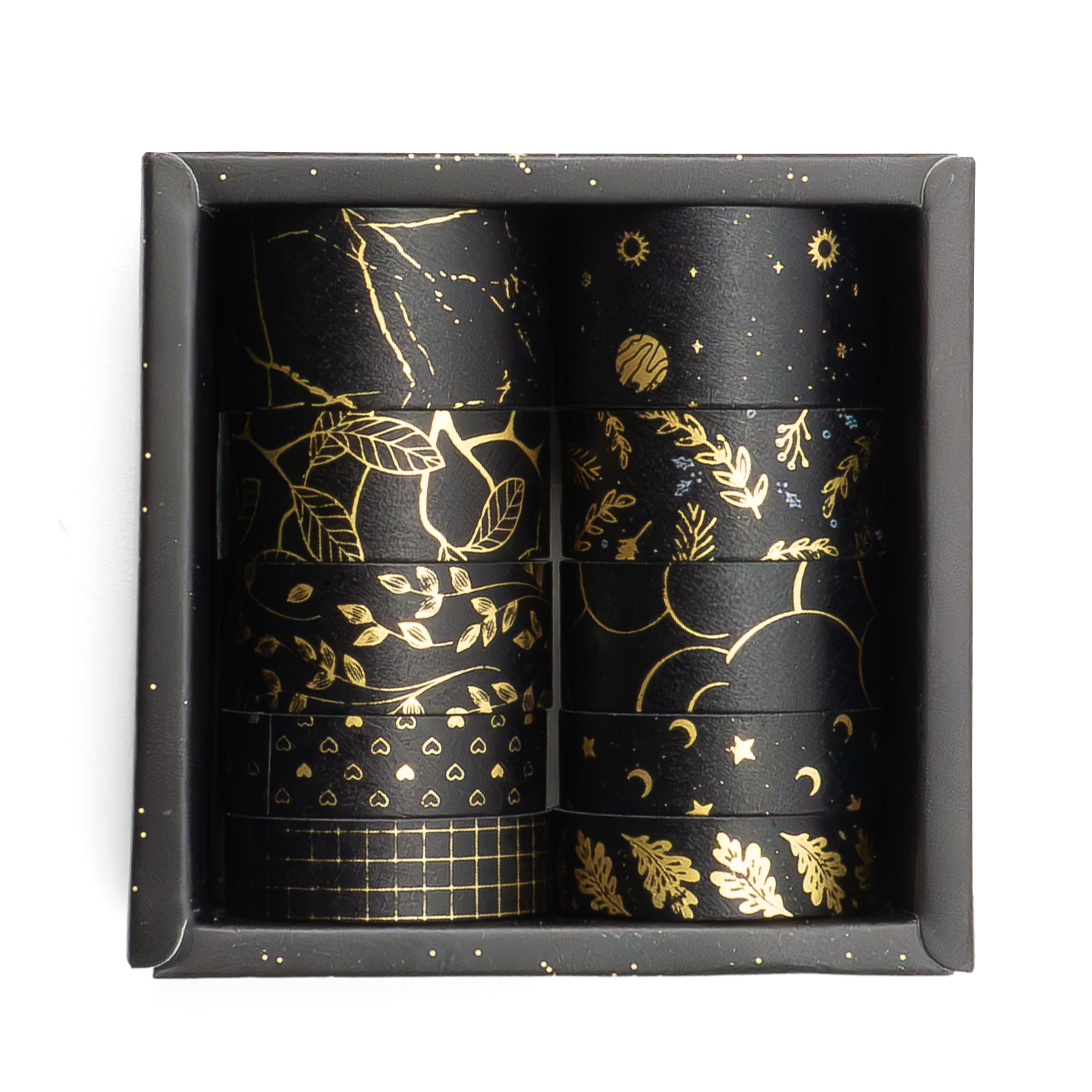 (10er Set) Washi Tape Deko Klebeband Bastel Masking Tape - Schwarz