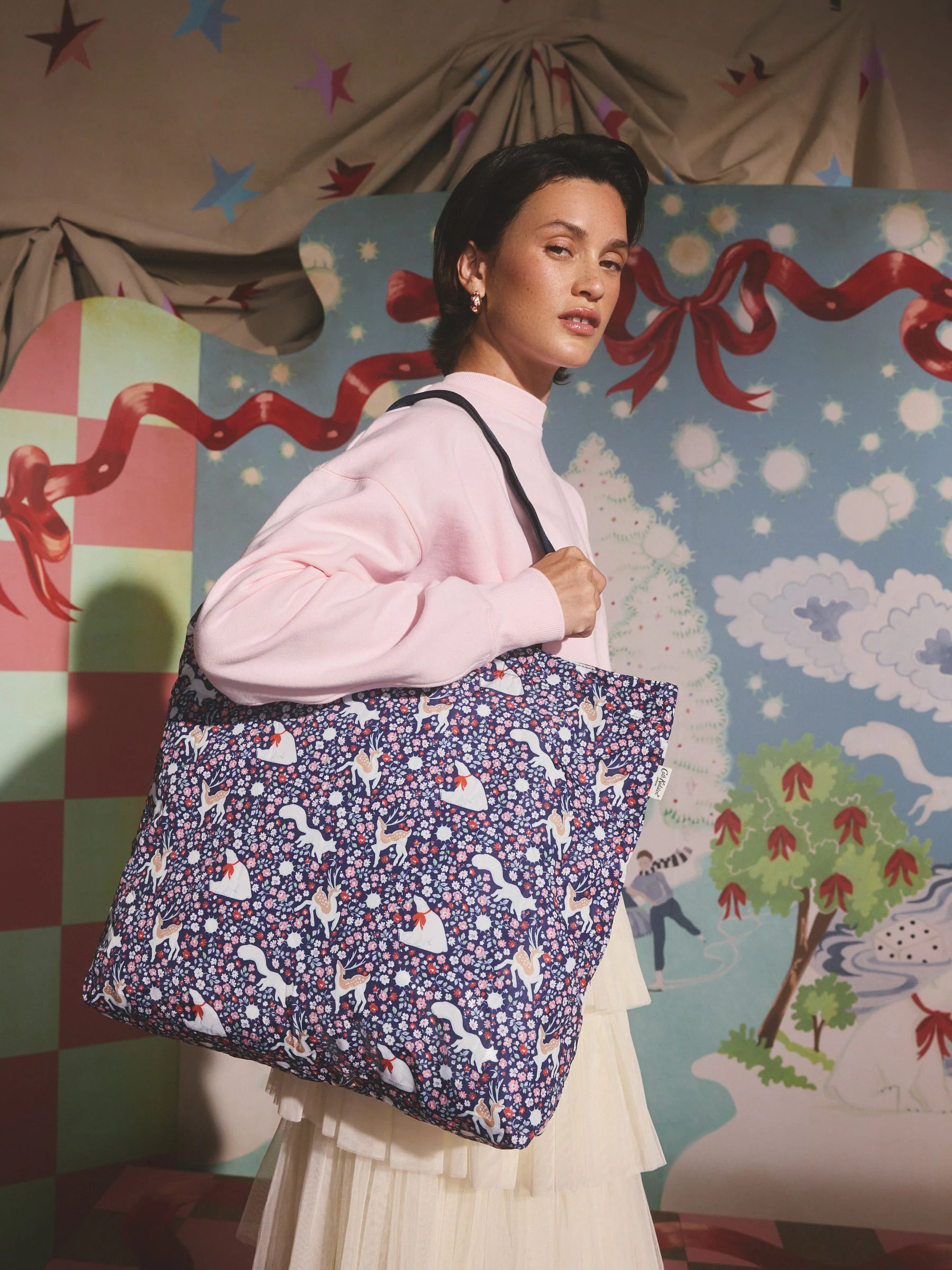 Navy Polar Ditsy - Cath Kidston grote opvouwbare shopper