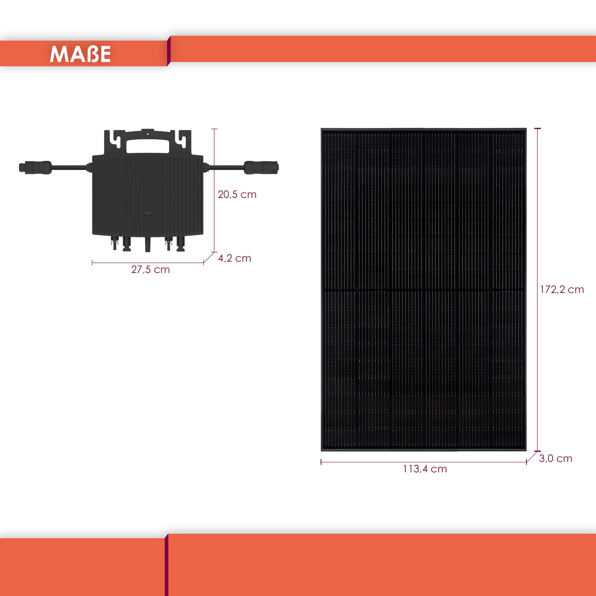 VALE Balkonkraftwerk | 860 W (2x430) Bifaziale Full-Black Glas-Glas Solarmodule | 800 W HERF Wechselrichter | Steckerfertige & Genehmigungsfreie Mini-Solaranlage