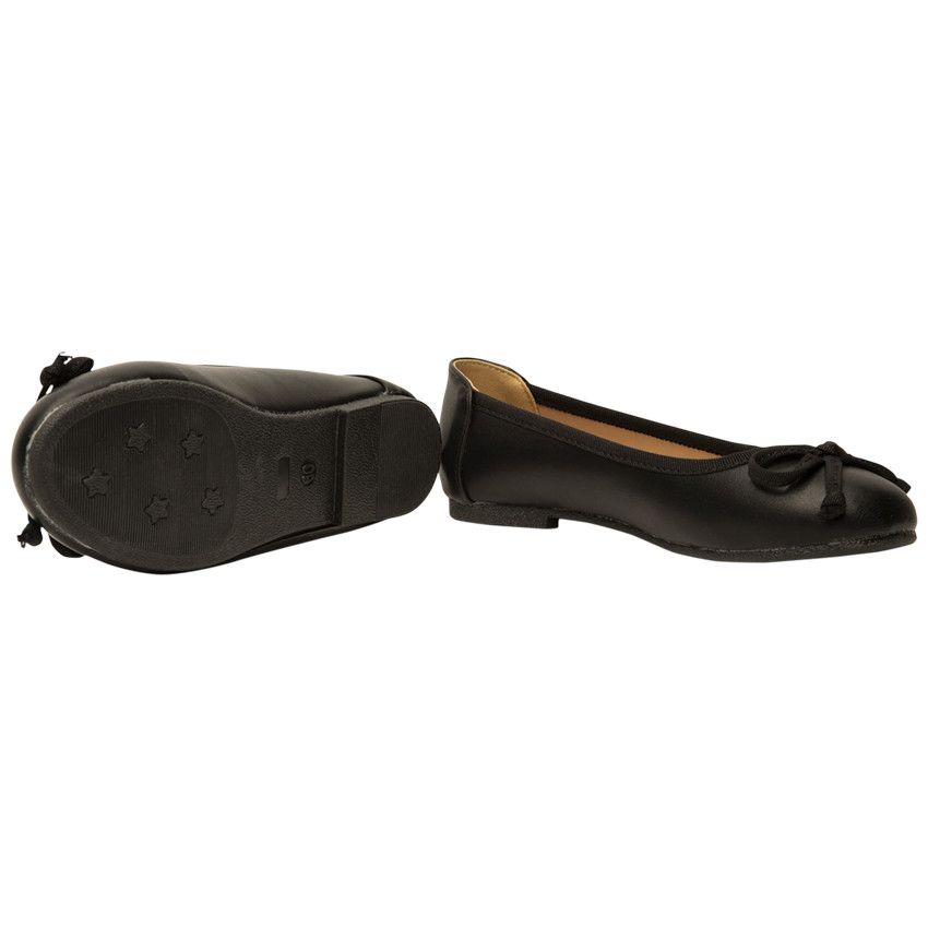 Ballerines noires en simili cuir avec nœud pour fille - Noir
