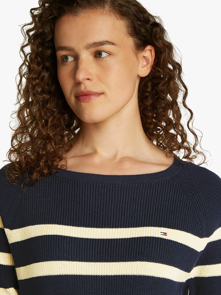TOMMY HILFIGER<br>Suéter azul-marinho com mangas compridas e gola redonda