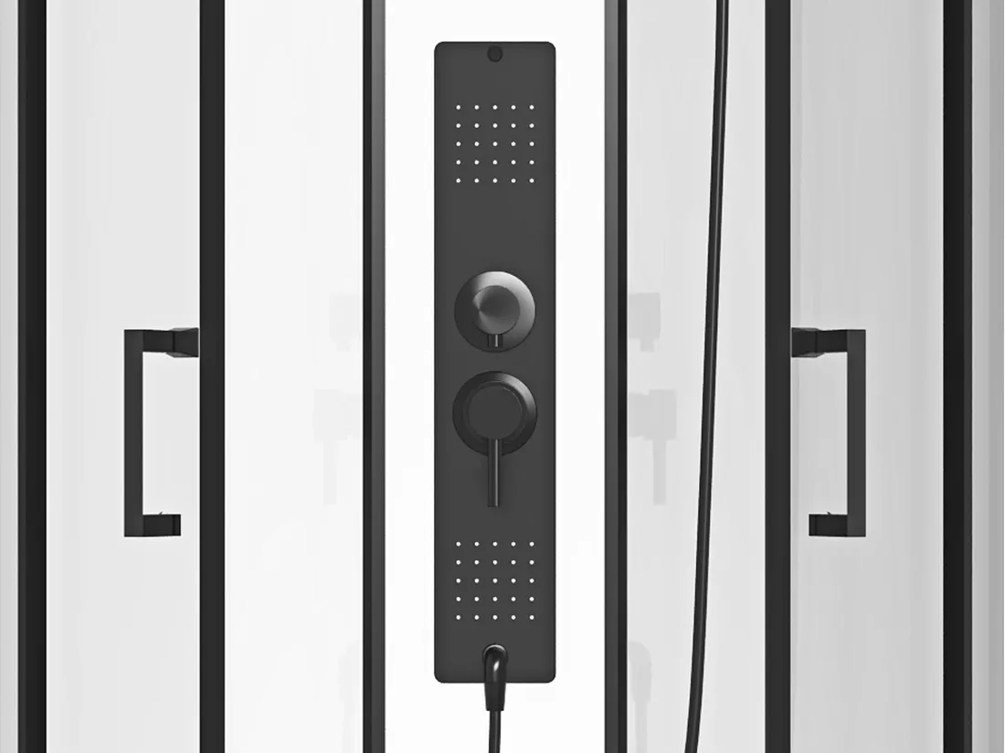 Cabine de douche hydromassante en quart de cercle - L90 x l90 x H215 cm - SOLENA