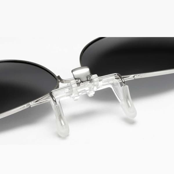 Flip Up Polarized Pilot Clip-On solbriller metall sølv