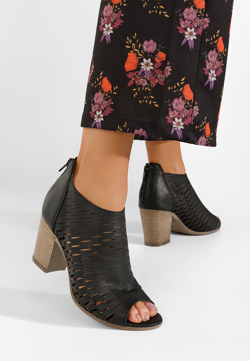 Sandales à talon épais noires Zarata