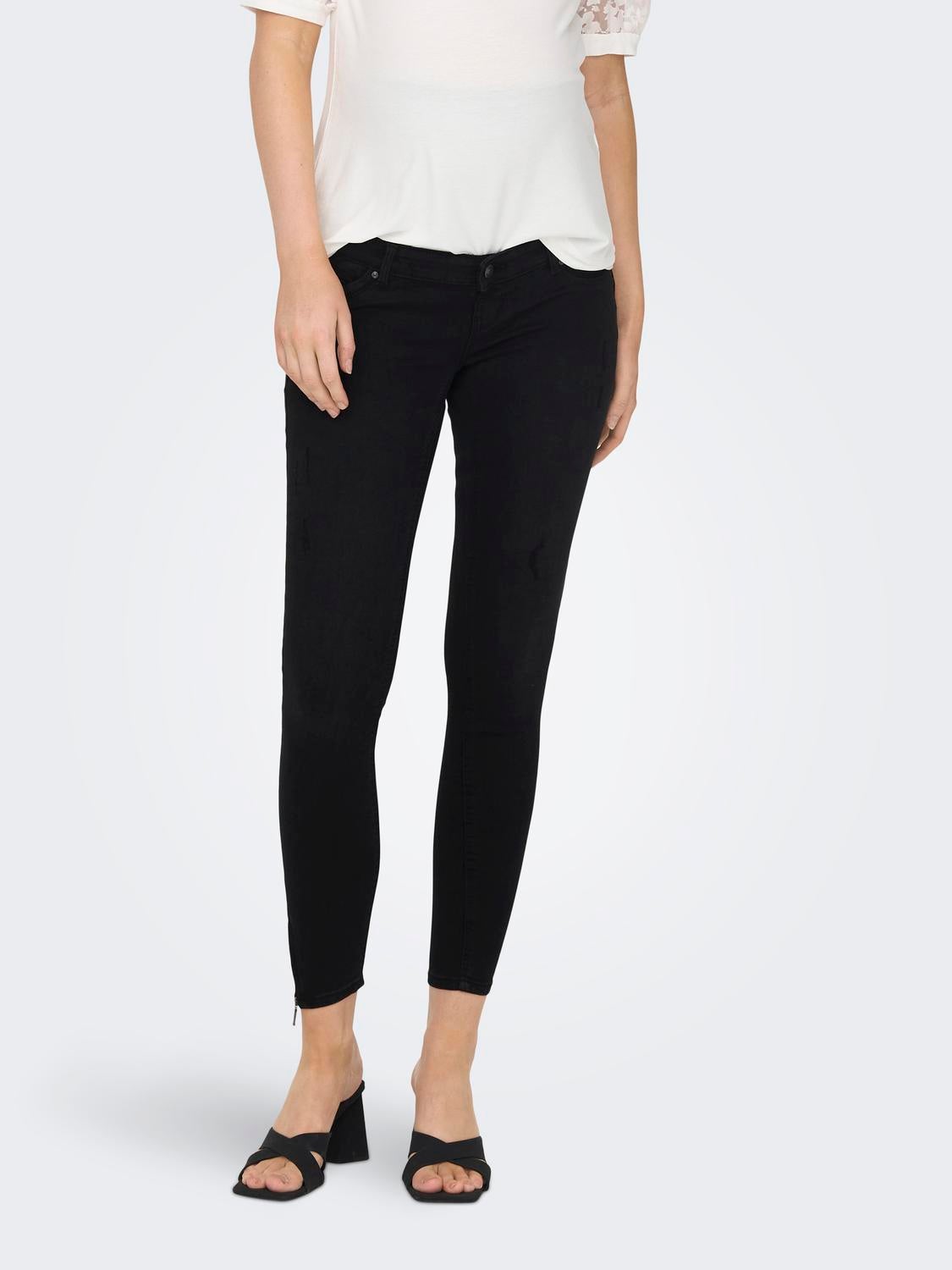 OLMKENDELL Mittlere Taille Skinny Fit Jeans Washed Black
