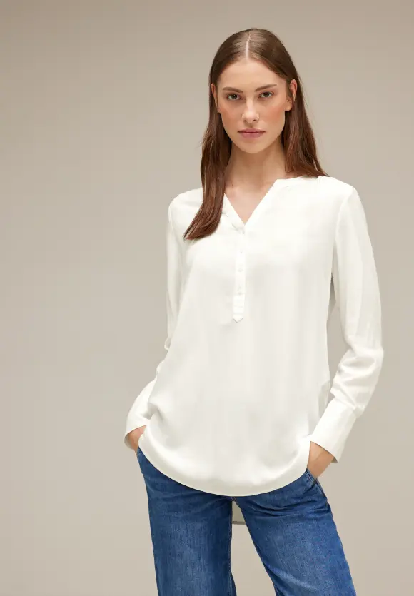 Longbluse in Unifarbe - off white