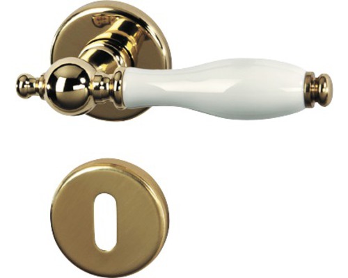 Nany messing/wit porseleinen rozetset BB voor binnendeuren
