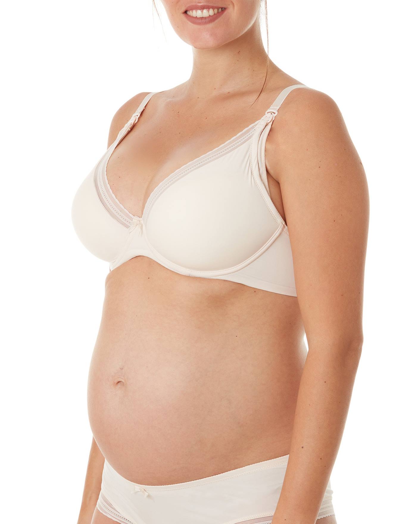 Sutiã de maternidade e amamentação Milk CACHE COEUR com aro, preto escuro, liso com motivos.