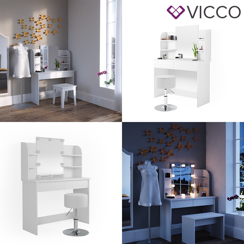 Vicco Schminktisch Charlotte Frisiertisch Kommode Frisierkommode Spiegel Weiß