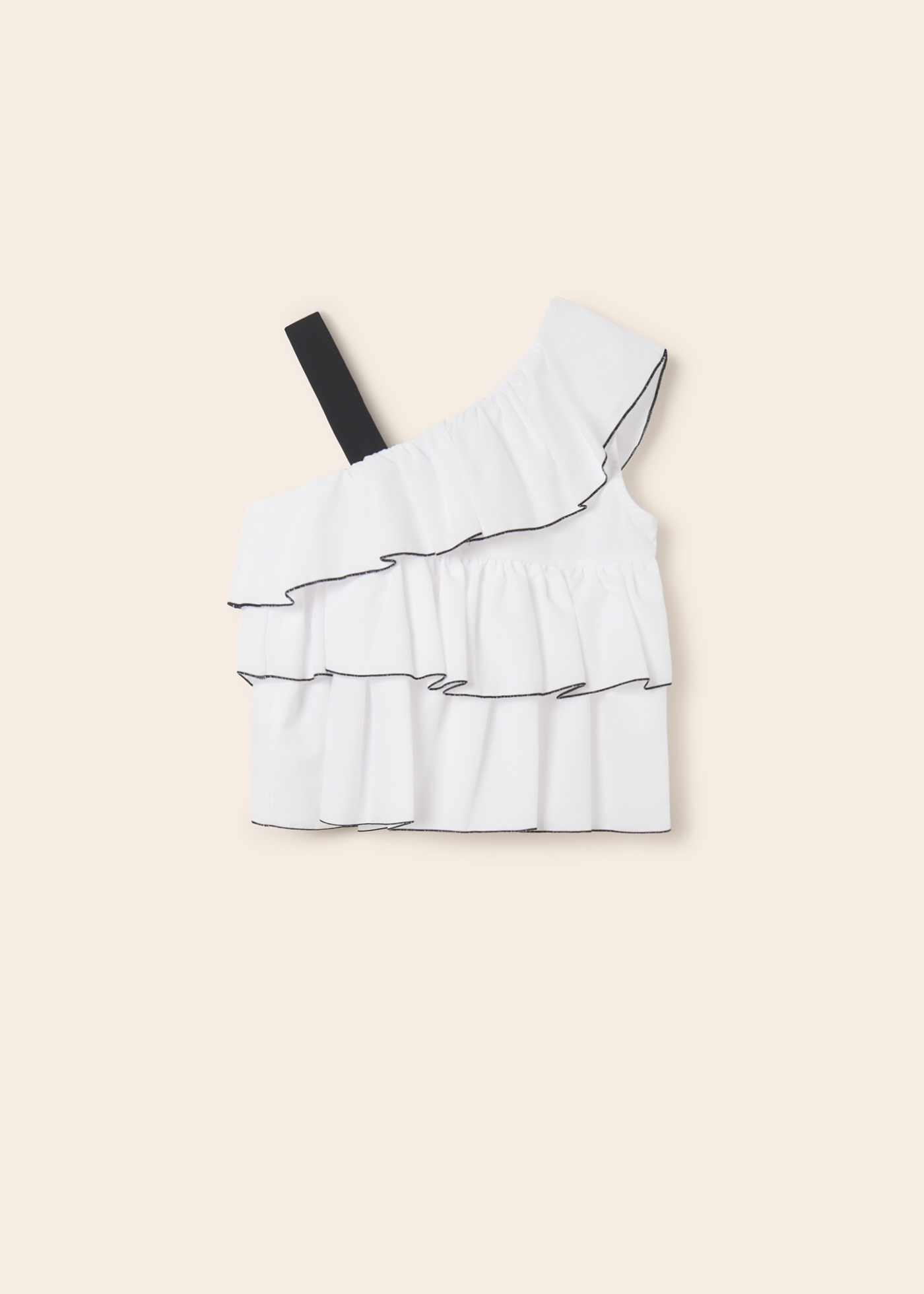 Blusa assimétrica com babados para meninas