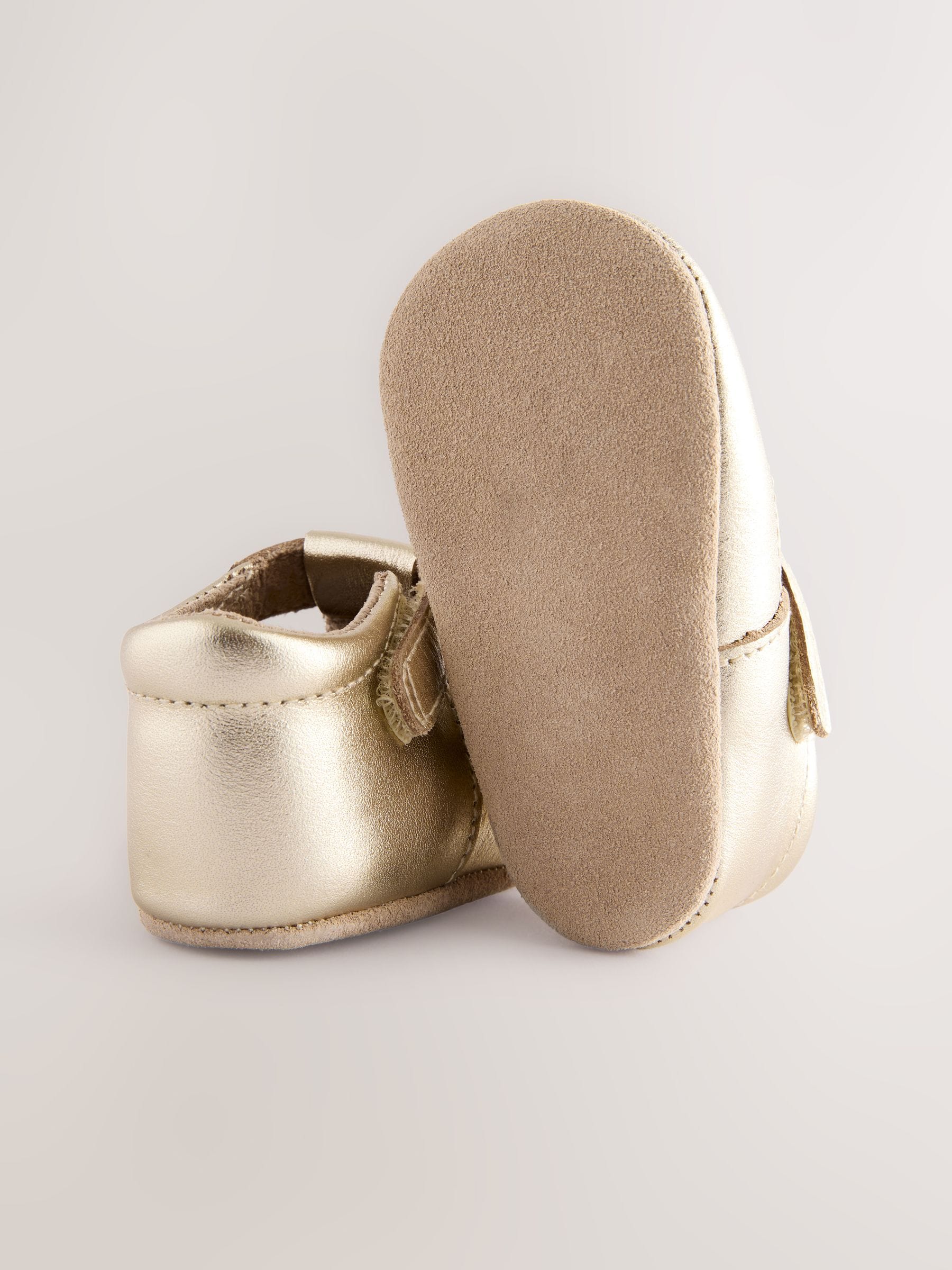 Goud - Leren babyschoen met T-bandje (0 - 24 mnd)