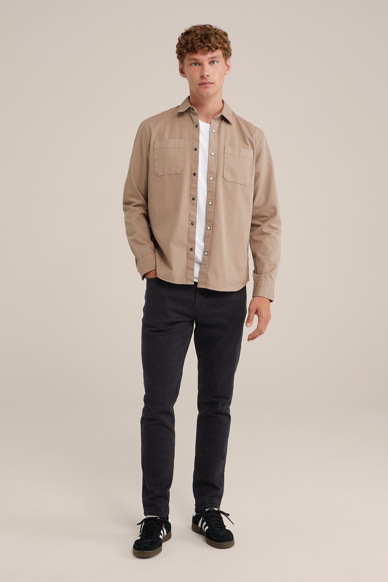 Rain ready slim fit jeans met medium stretch Fundamentals Zwart
