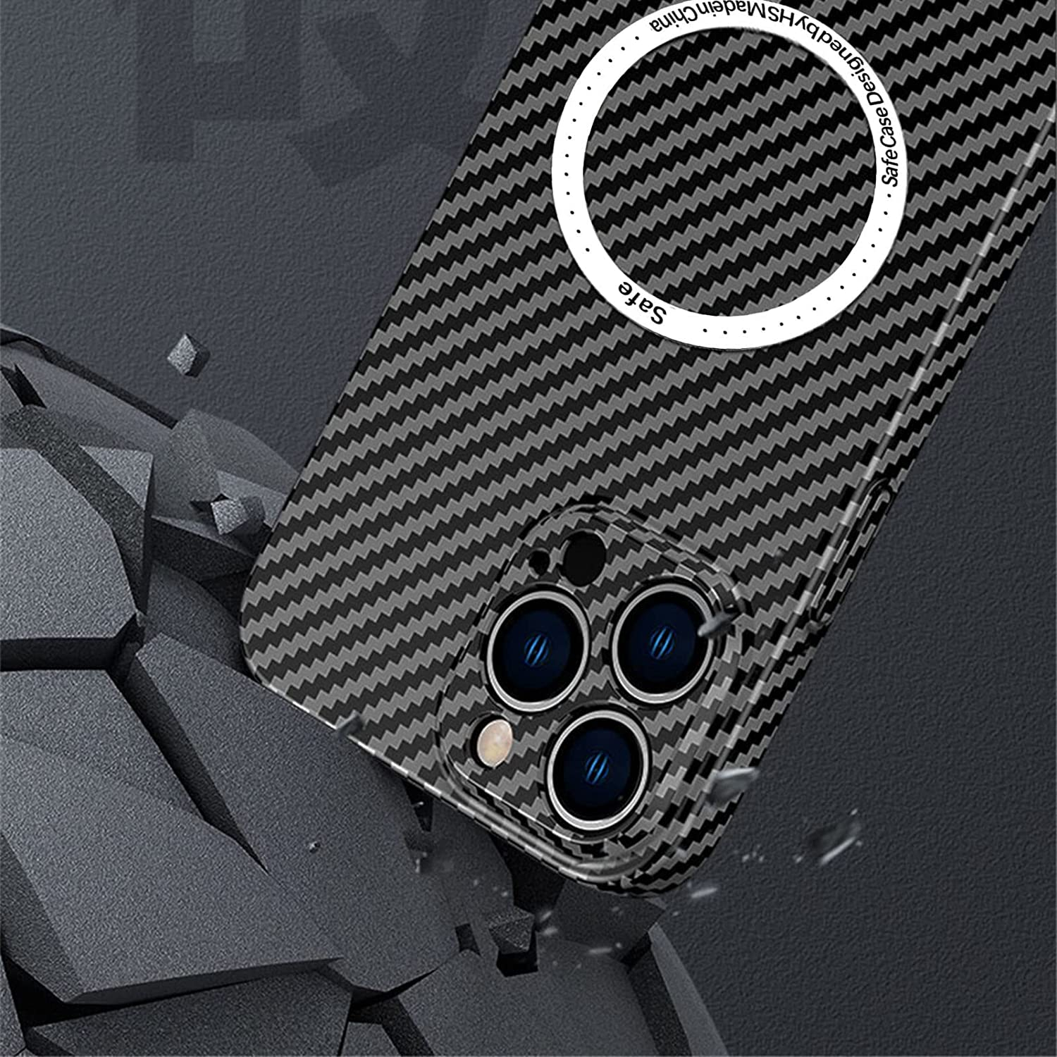 iPhone 13 MagSafe Hardcase Hülle im Carbon Look - Grün