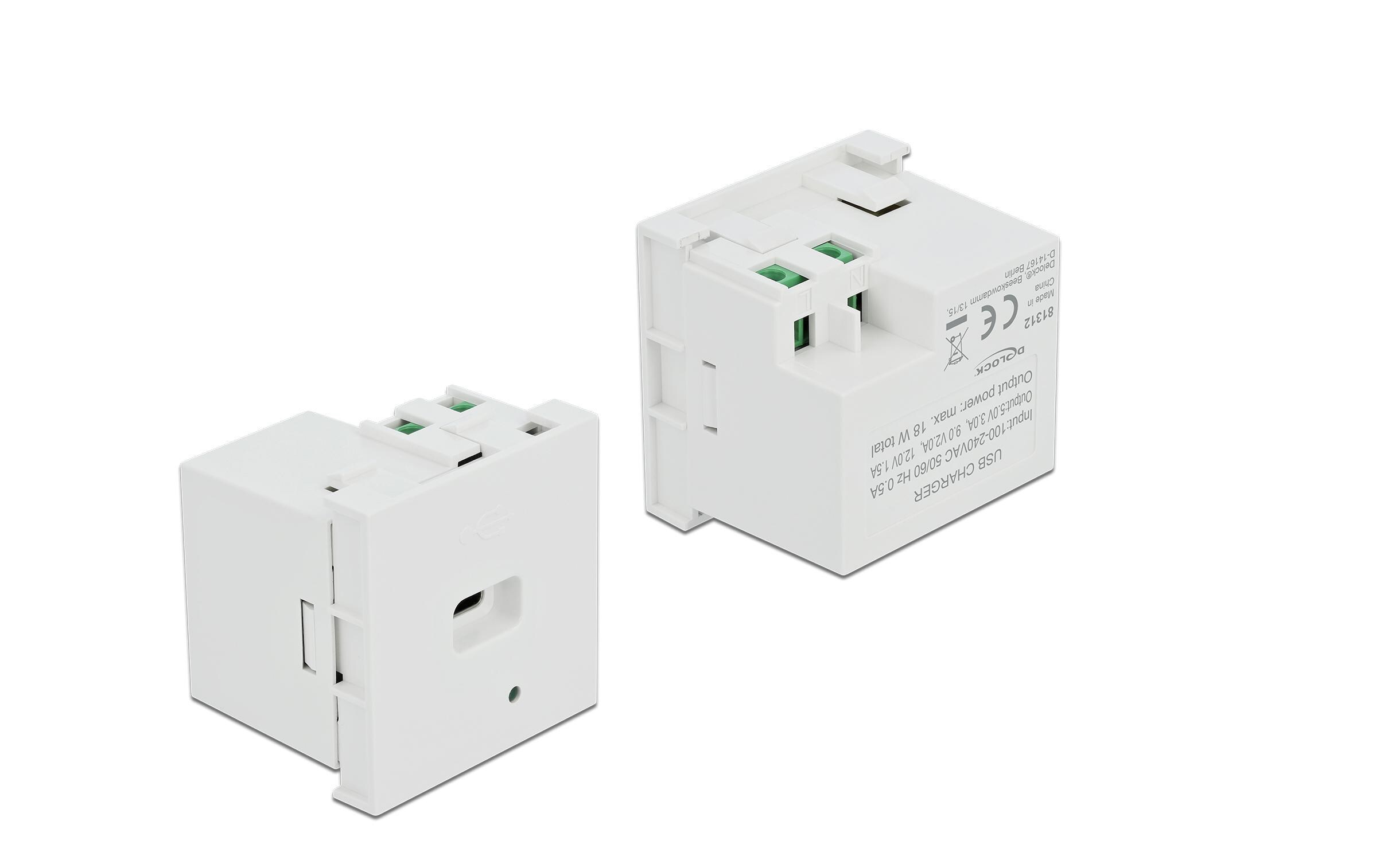 Easy 45 USB Ladeportmodul Terminalblock - USB-C BuchseEasy 45 USB Ladeportmodul 1 x USB Type-C PD