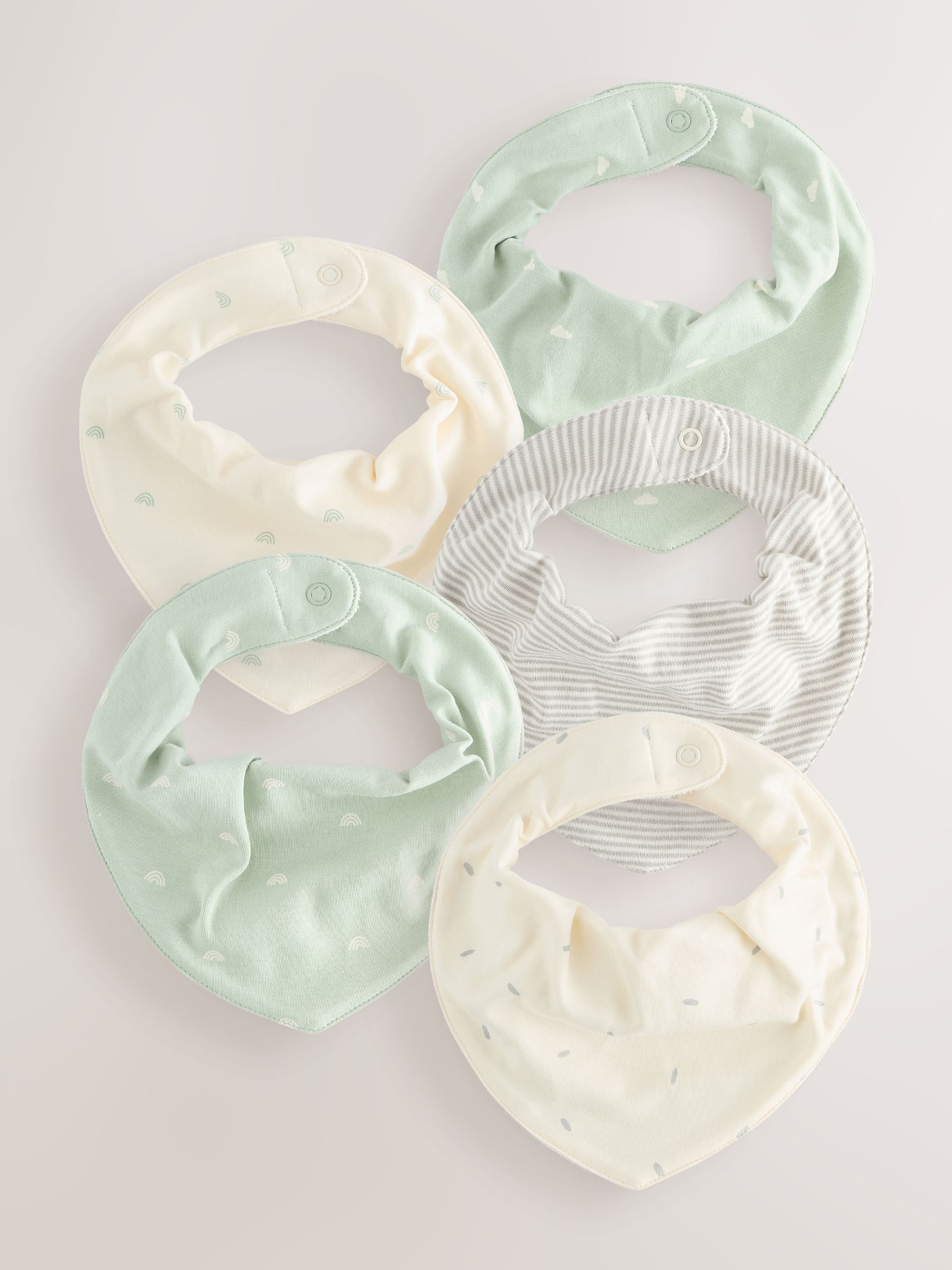Grijs-groen - Verpakking met 5 babyslabbetjes