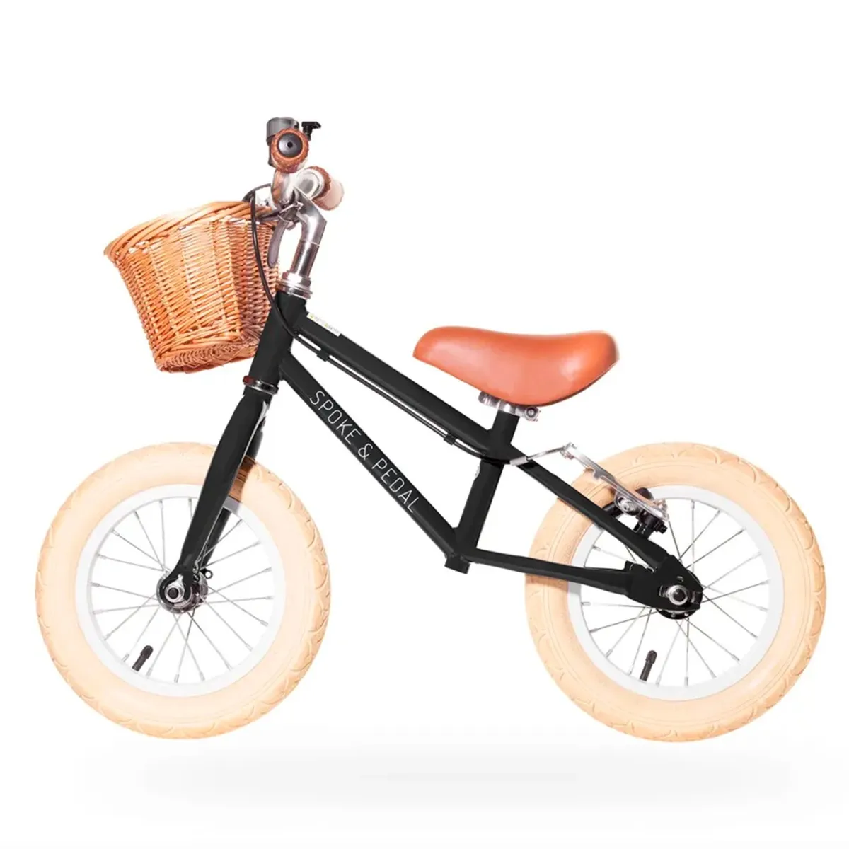 Spoke & Pedal Vélo d'Équilibre 12 Boulevard Noir + Casque Vélo Kinderfeets