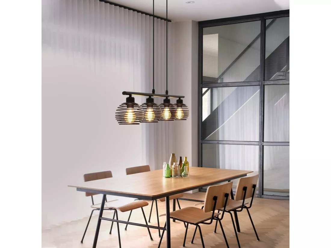 NETTLIFE Lampe à suspension noire rétro E27 métal industriel