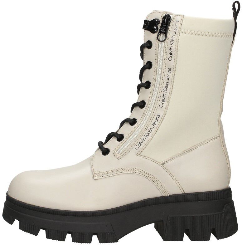 Calvin Klein Chunky Combat Laceup Zip gebroken wit