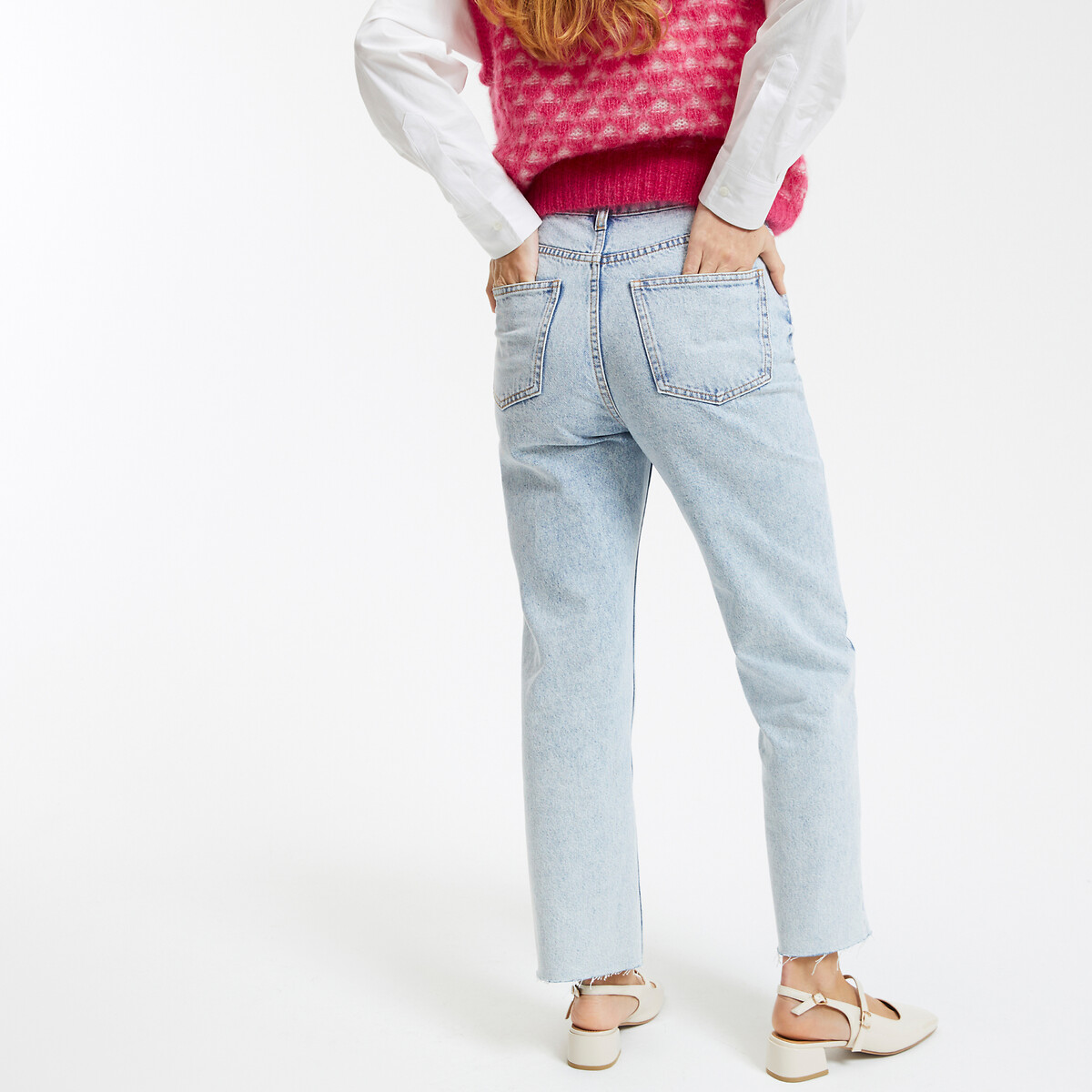 COLEÇÃO LA REDOUTE<br>Calça jeans reta 7/8, cintura alta