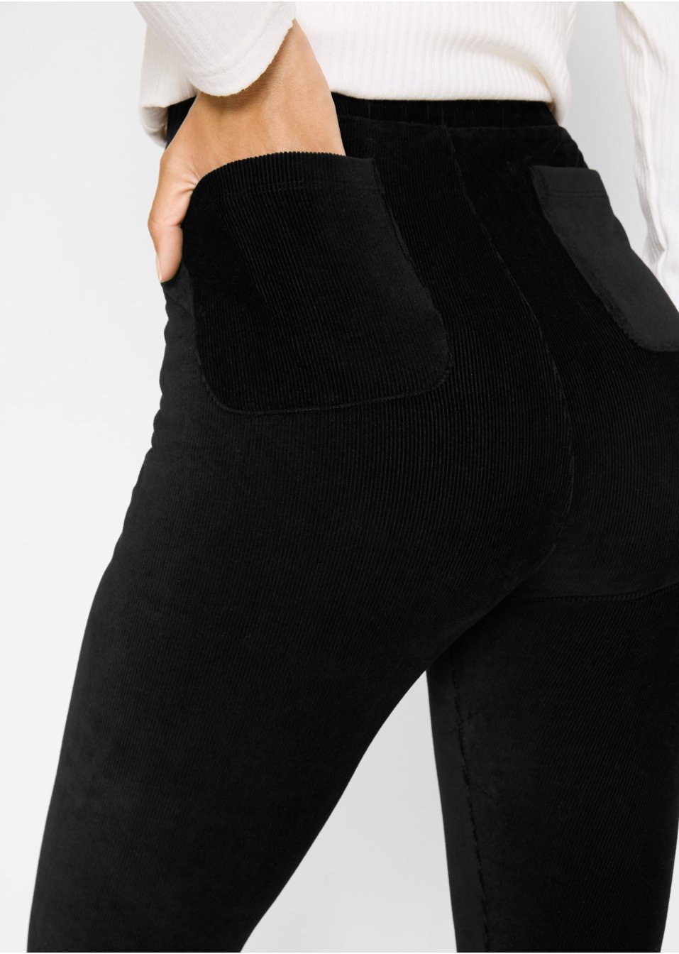Legging en velours finement côtelé avec large taille confortable