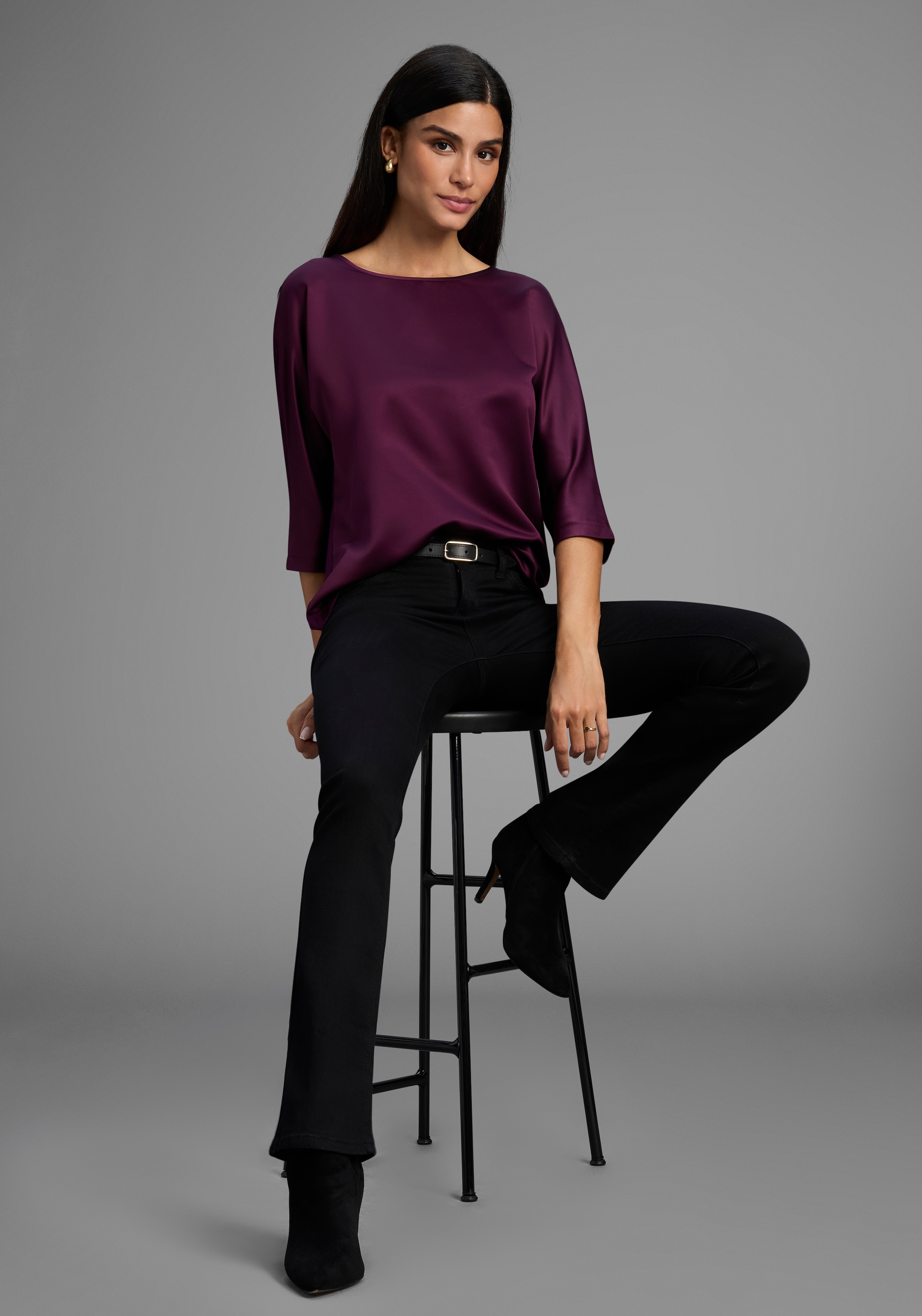 Laura Scott Satinbluse , elegante Bluse mit weiten Ärmeln - NEUE KOLLEKTION
