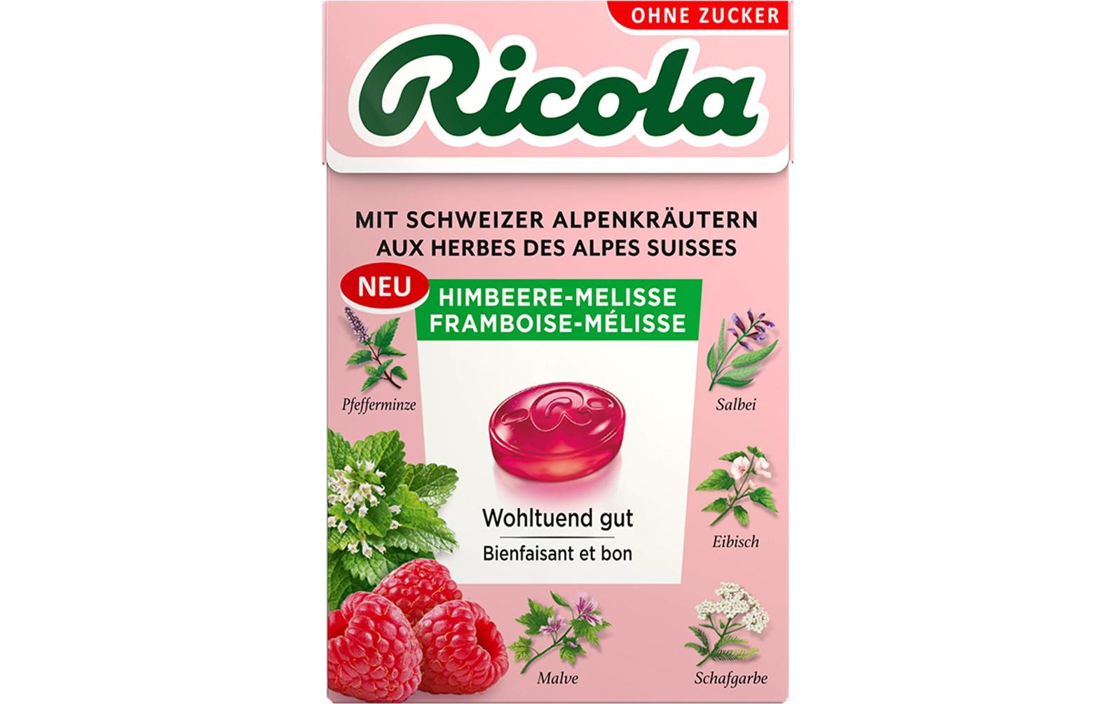 Bonbons Himbeere-Melisse 50 gSchweizer Lutschbonbon mit fruchtigem Geschmack