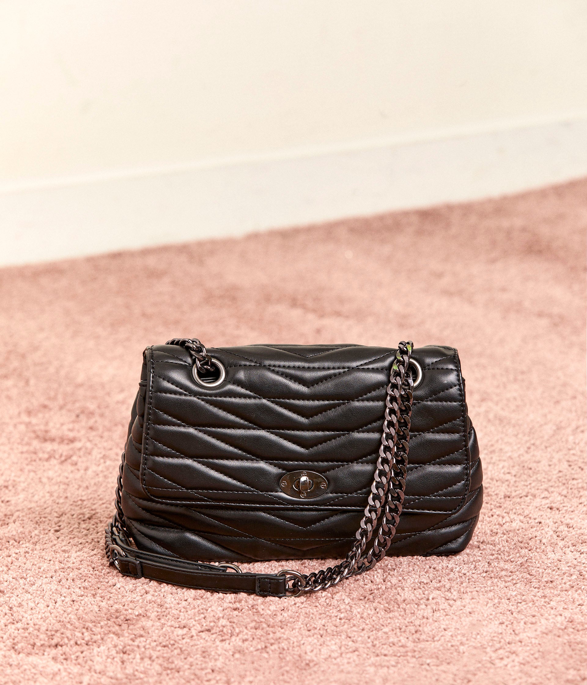 Sac noir matelassé Amy