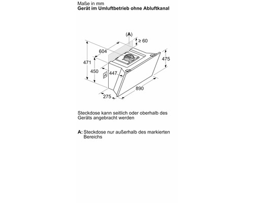 Bosch DWK91LT60 wandafzuigkap, 90 x 44,7 cm (B x D), zwart