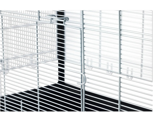 SAVIC Aura 120 Plexi Knockdown knaagdierkooi, ca. 118 x 64 x 62 cm, opvouwbaar, plexiglas frame, maaswijdte 6,5 mm, voor kleine knaagdieren, zwart/zilver