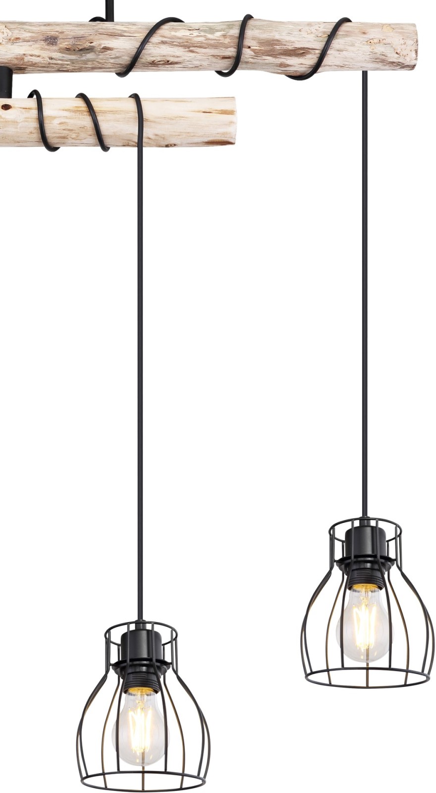 Pendelleuchte - schwarz matt - natur - 100 cm hoch