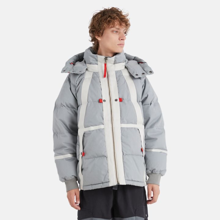 Jaqueta puffer Timberland x Raeburn na cor cinza
