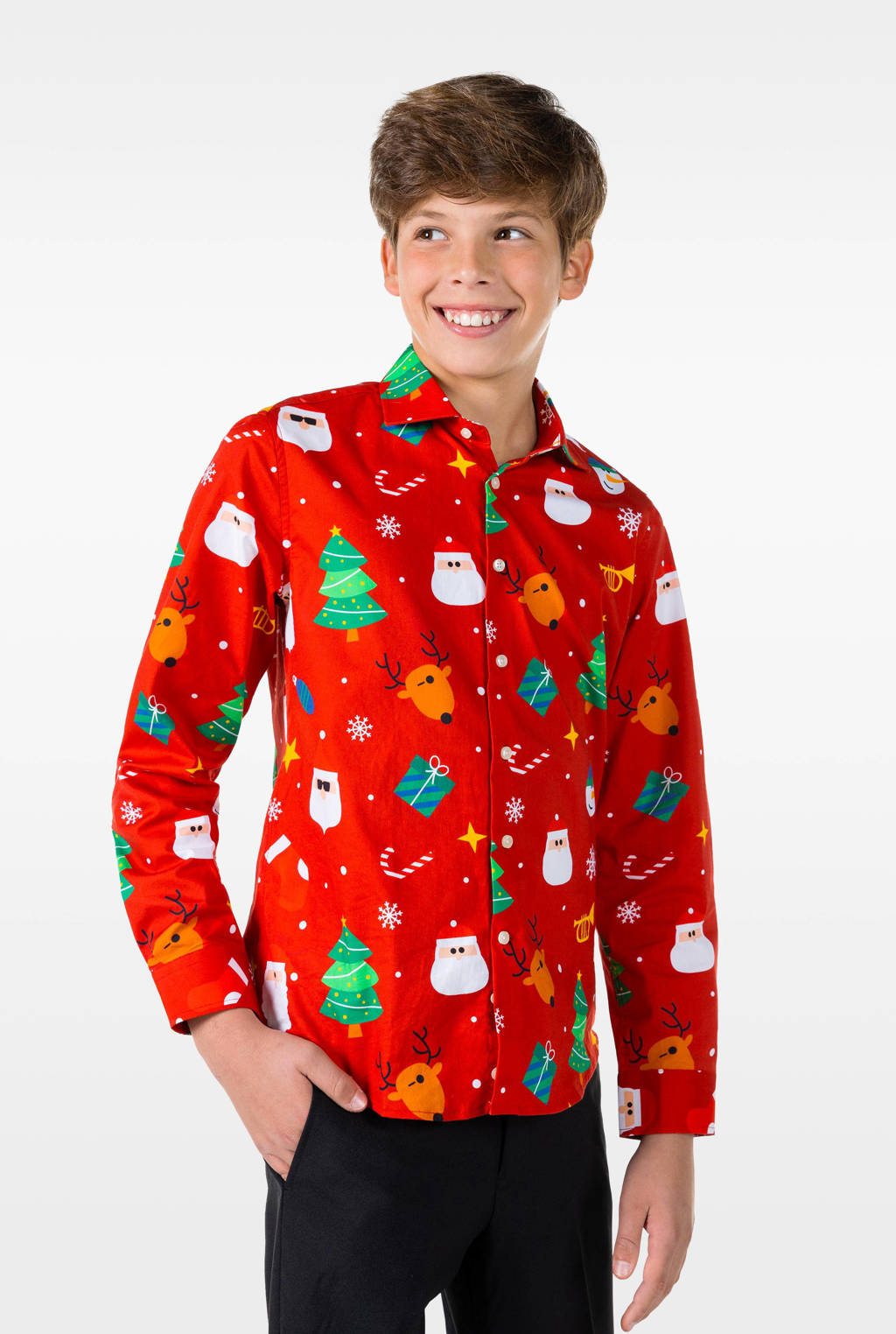 OppoSuits overhemd Festivity met all over print rood/multicolor