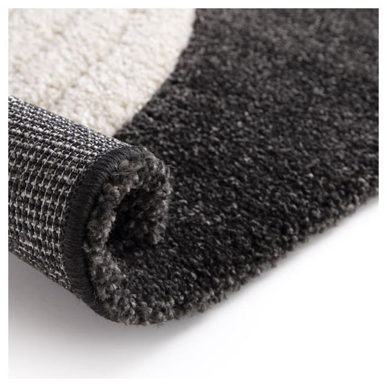 Tapis de salon en relief - modern circle - noir et crème - 160 x 230 cm