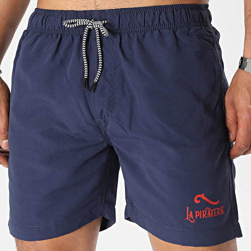 Short De Bain Logo 2 Bleu Marine Rouge