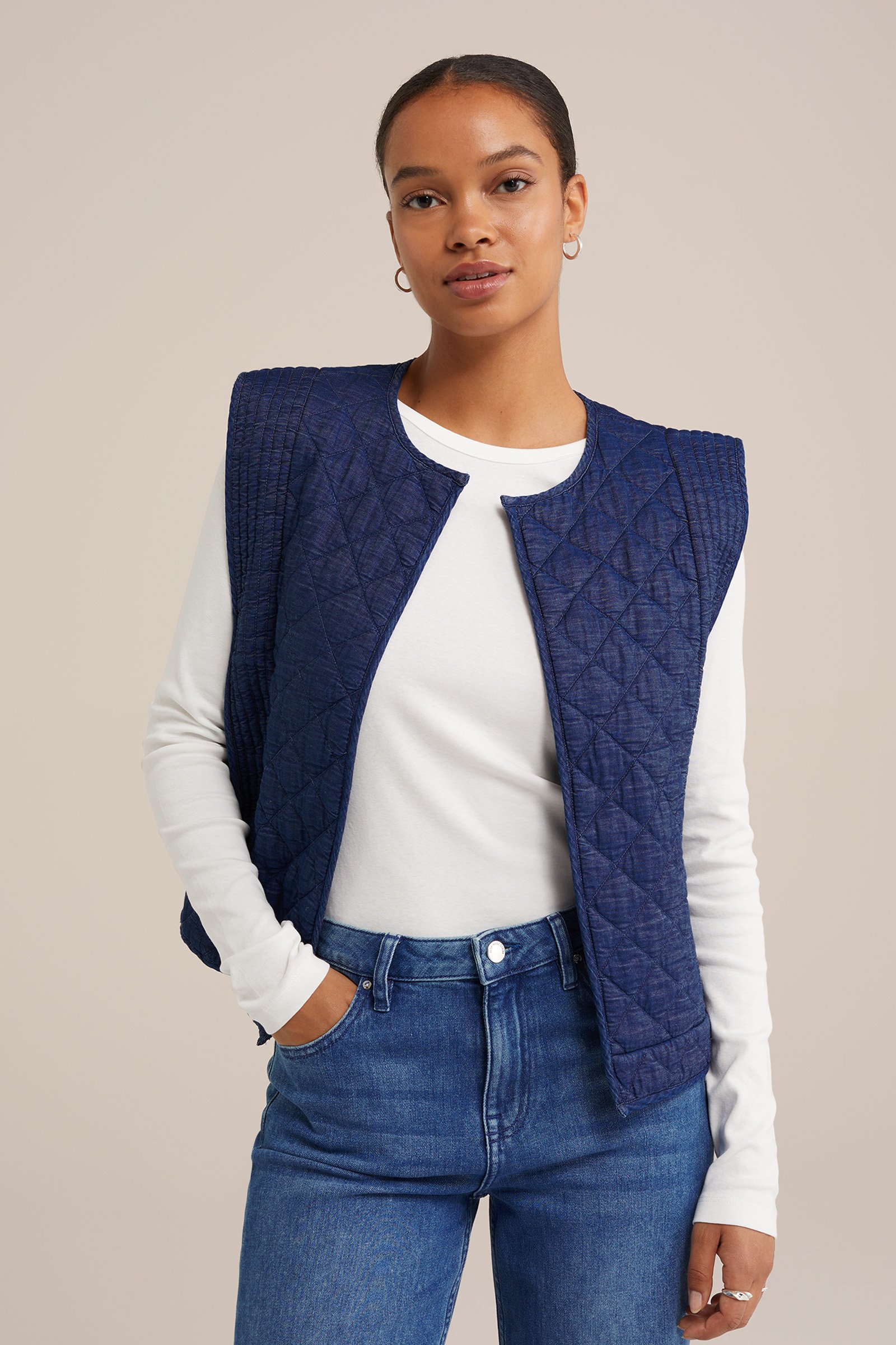 denim gilet Blue Ridge Donkerblauw