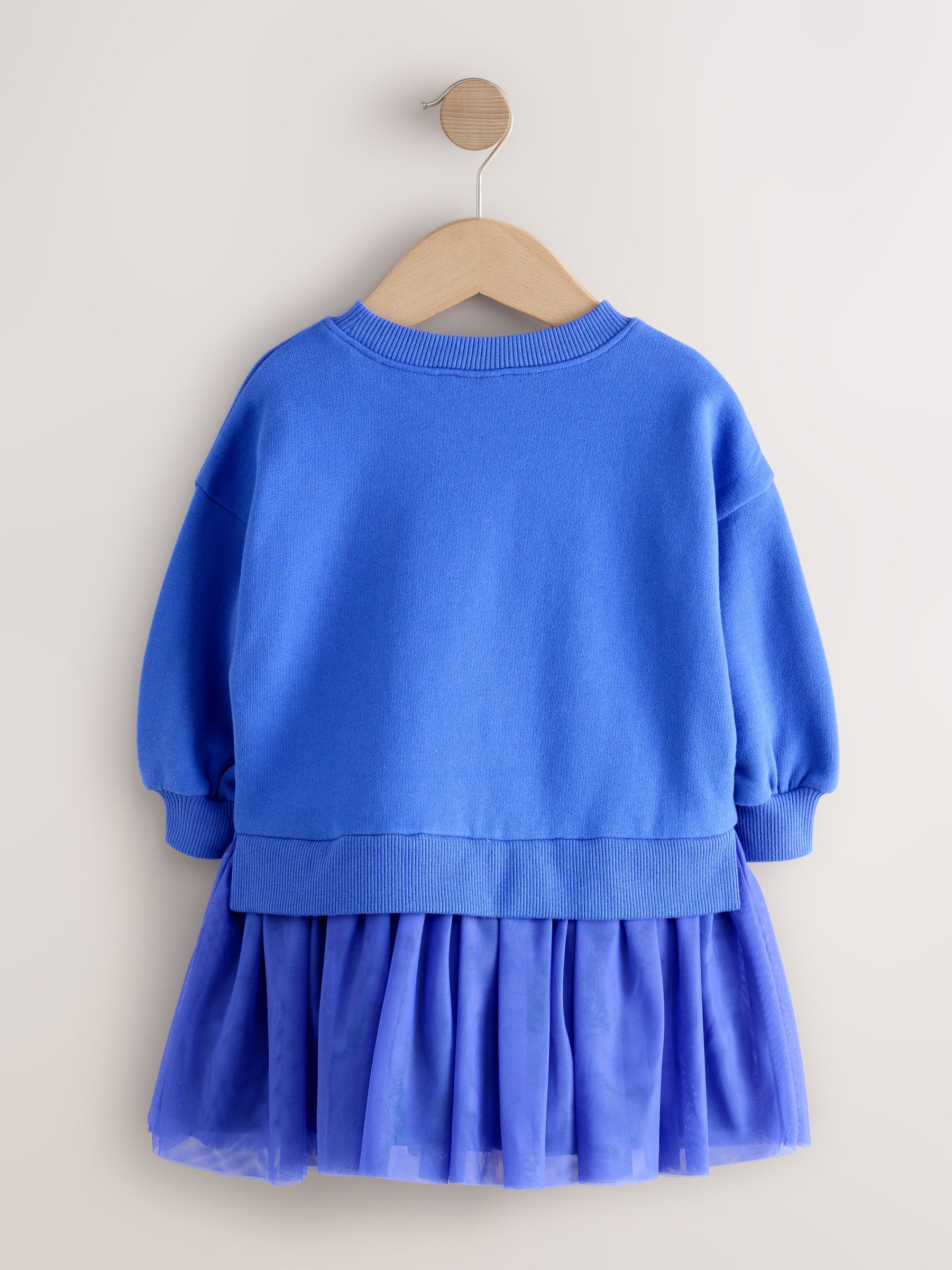 Blauwe hartjes - Feestjurk van sweaterstof (3 mnd-7 jr)