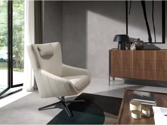 Fauteuil pivotant en cuir gris 5090 ANGEL CERDA