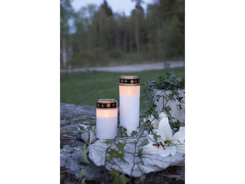 Star Trading LED Grabkerze Serene Ø 7 x 12 cm, Weiss Outdoor Grabkerze