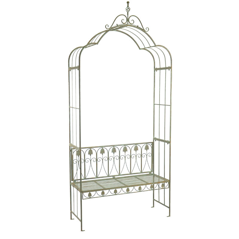 Arche en fer avec banc de jardin 108x40x238cm