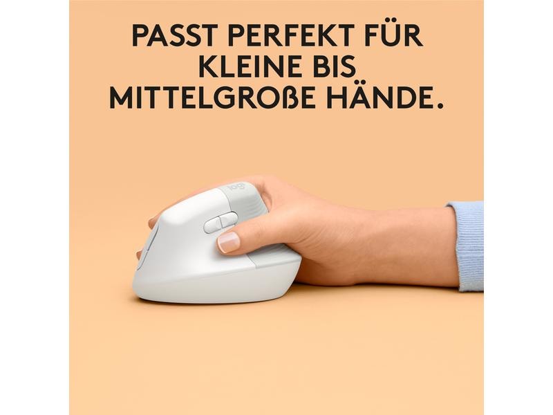 Logitech Ergonomische Maus Lift for Mac off-white Für Mac optimierte, ergonomische Maus mit vertikalem Design für kleine bis mittelgrosse Hände