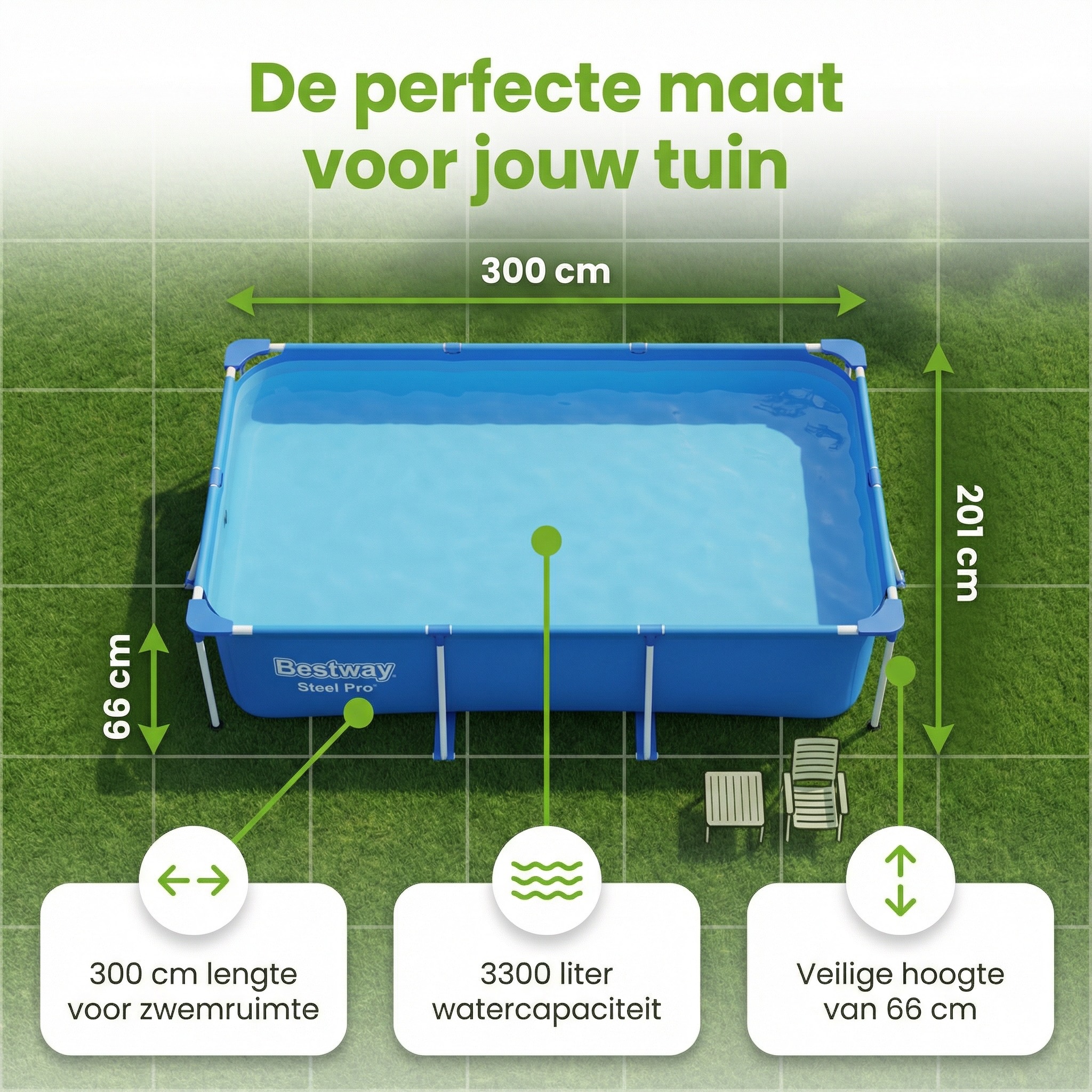 Bestway steel pro 300x201x66cm zwembad – 3-delig