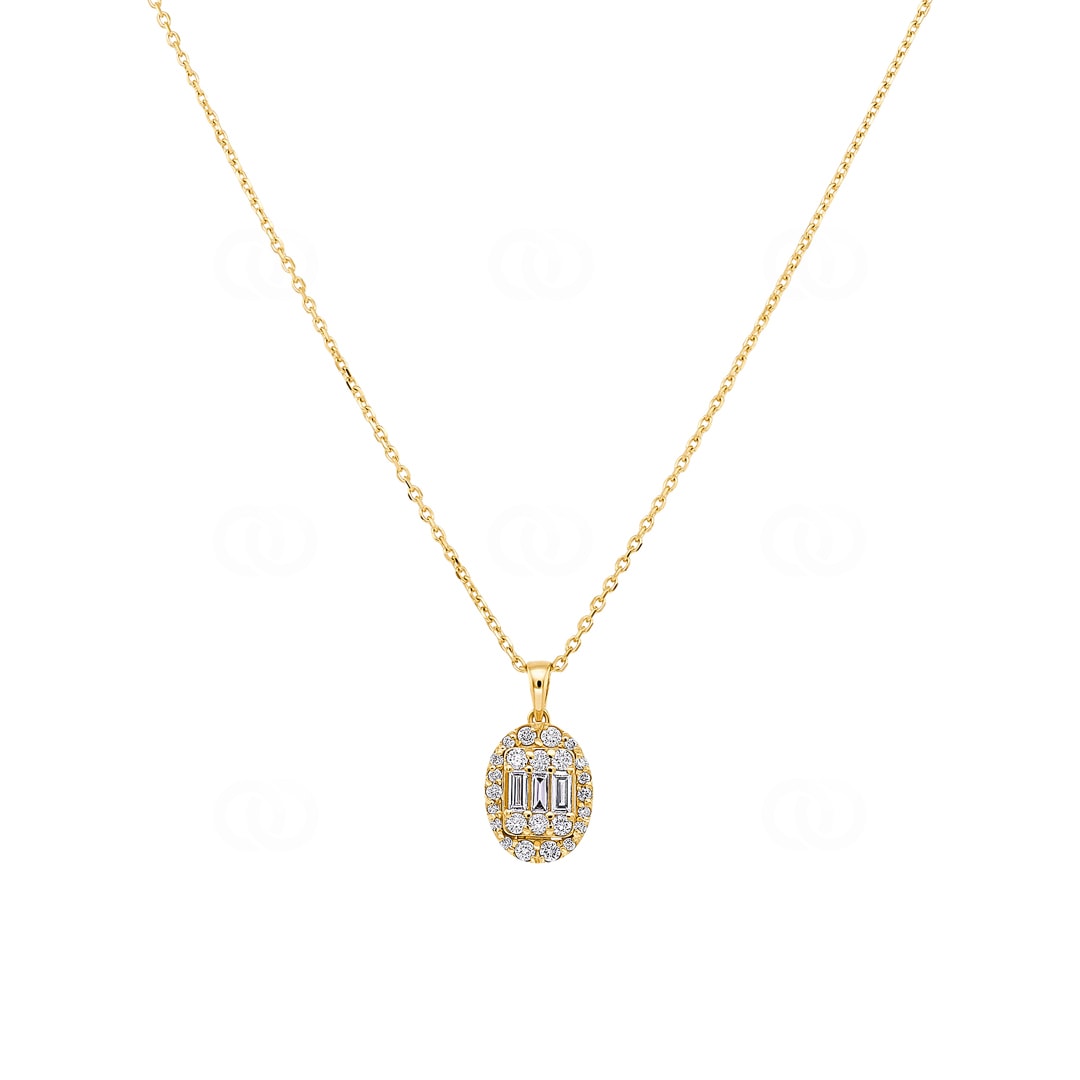 Collier mit Anhänger 750/18 K Gelbgold mit Diamanten 0.43 ct H/si