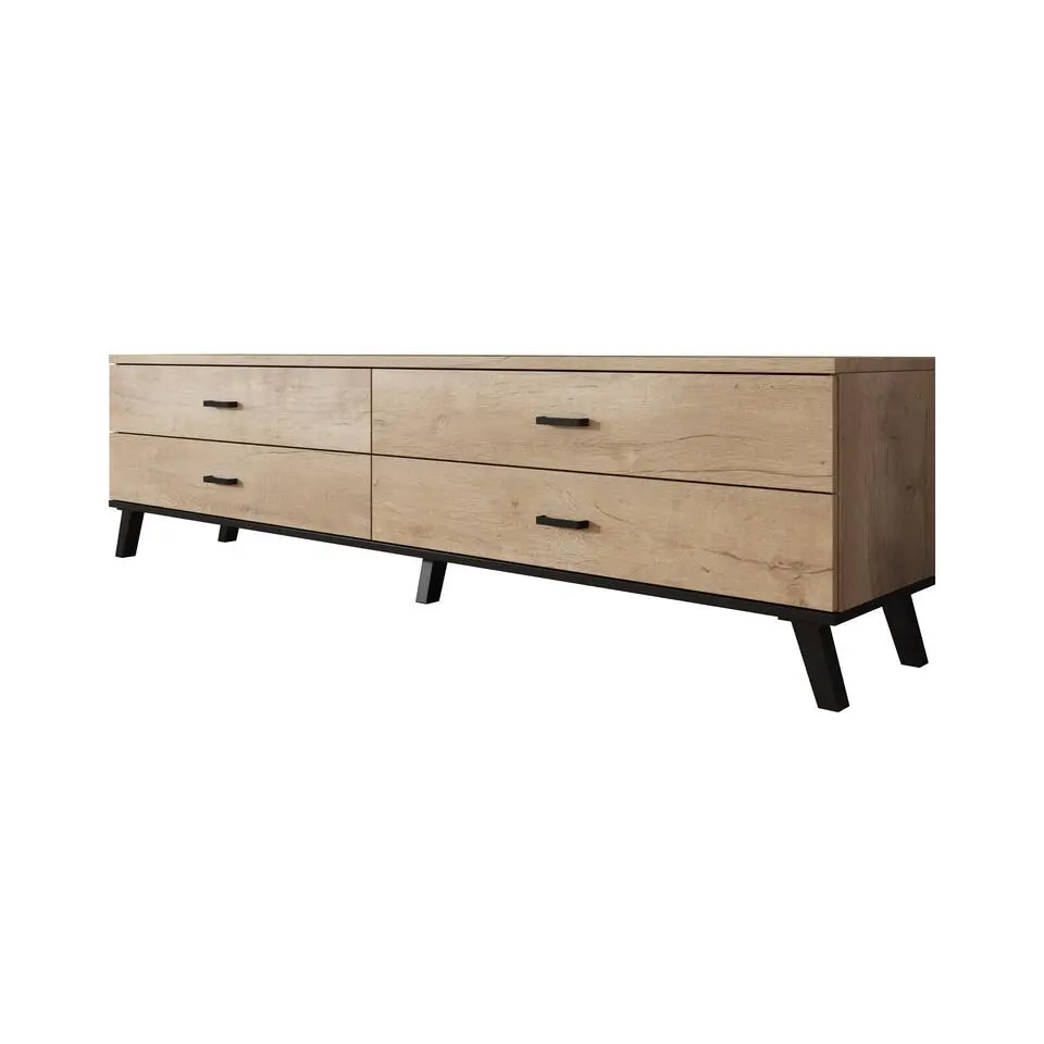 Meubella - TV-Meubel Jenny - Eiken - Zwart - 181 cm