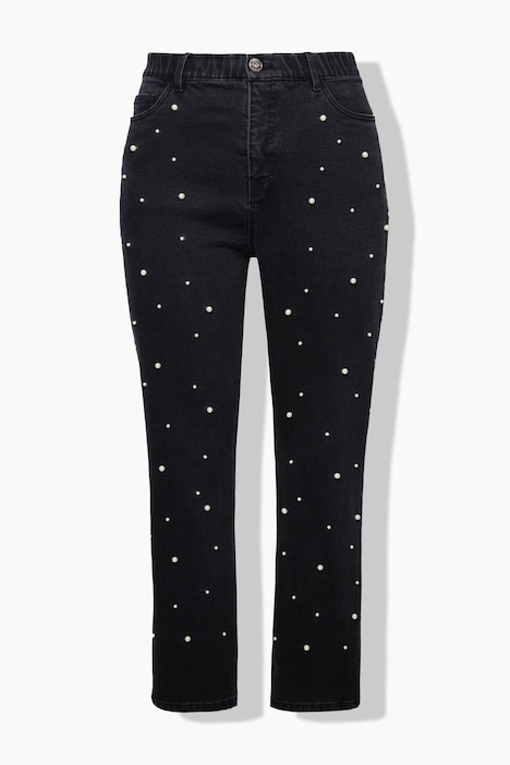 Mom-Jeans, Zierperlen, 5-Pocket