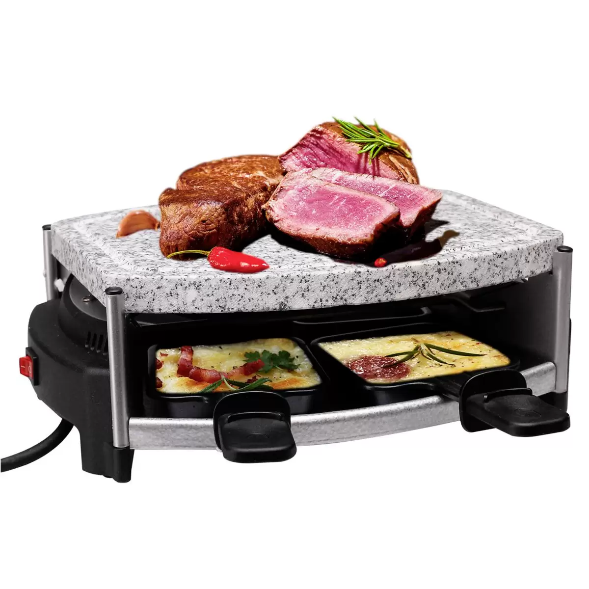 Raclettegerät 4 Grill Schwarz